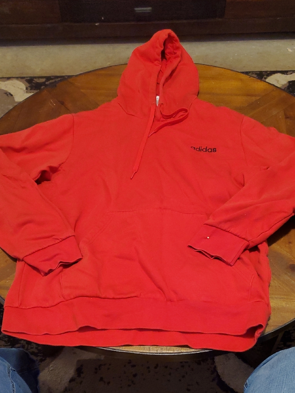 adidas Red Pullover Hoodie with Kangaroo Pocket
